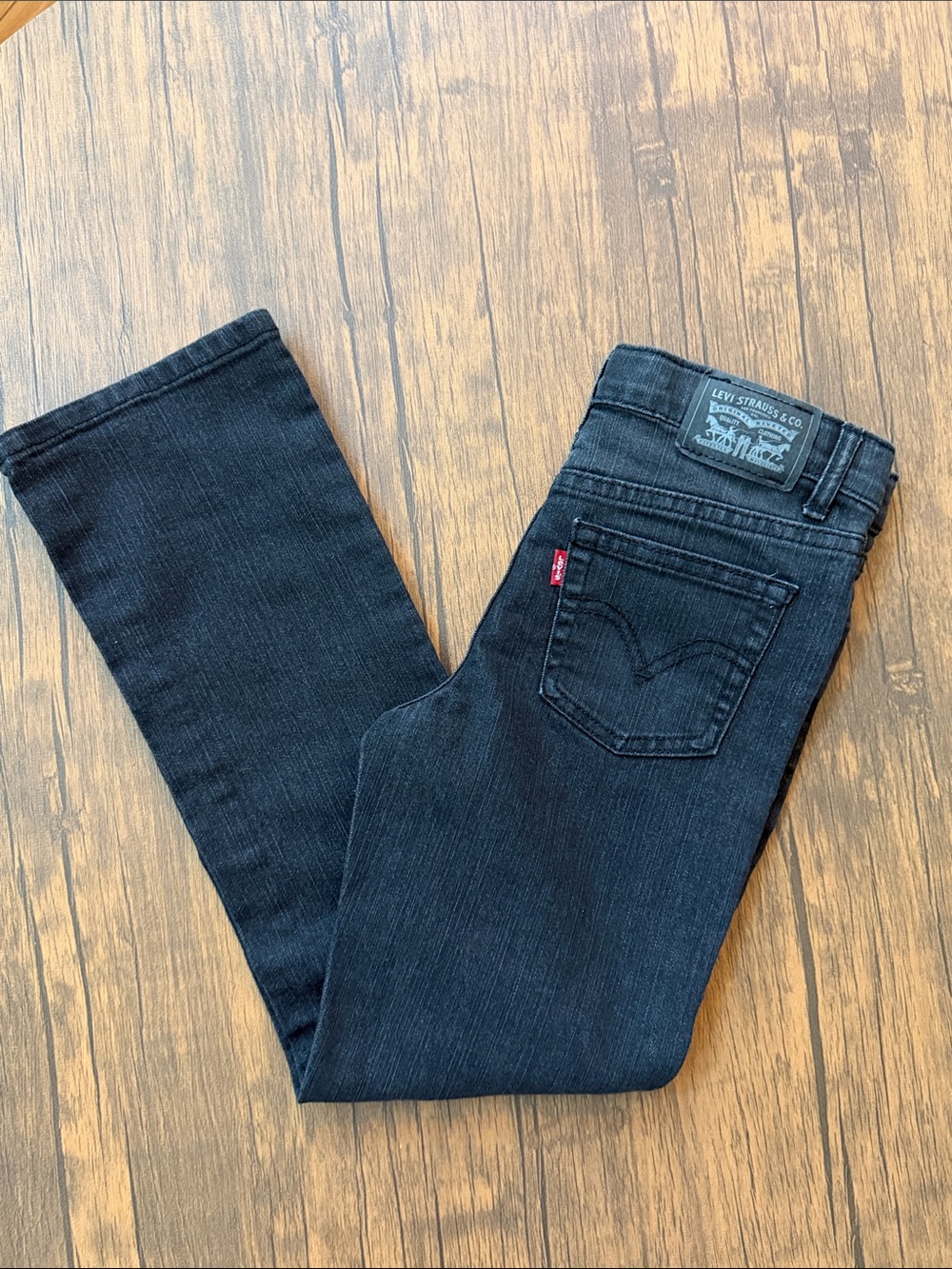 Levi’s Girls Size 8 Bootcut Jeans Black Wash Stretch Denim Adjustable Waist